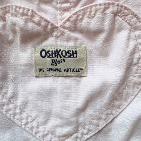 Oshkosh B'gosh Girls' 2T Heart-Print Knit Denim Overalls Pink - Picture 5 of 10